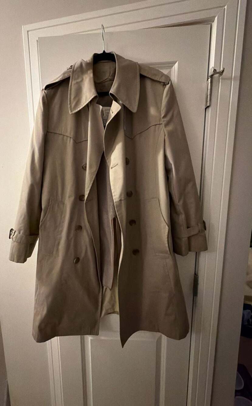 London Fog Vintage Double-Breasted Trench Coat with Removable Liner Tan